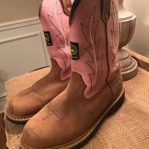 John Deere pink/brown boots- size 9